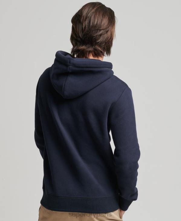 Superdry Hommes sweat à capuche brodé logo vintage en coton bio D64Z856 vêtements marine