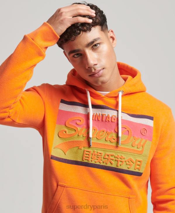 Superdry Hommes sweat à capuche cali à logo vintage D64Z464 vêtements orange