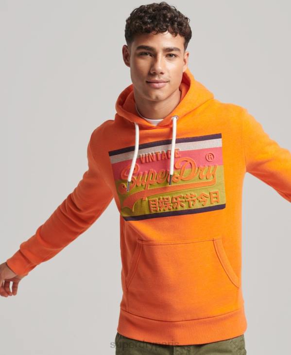 Superdry Hommes sweat à capuche cali à logo vintage D64Z464 vêtements orange
