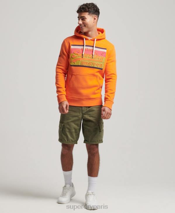 Superdry Hommes sweat à capuche cali à logo vintage D64Z464 vêtements orange