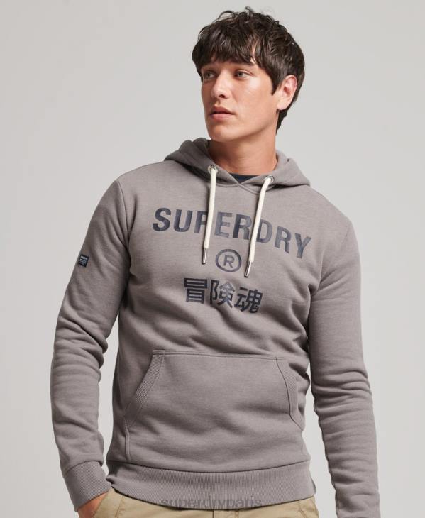 Superdry Hommes sweat à capuche chiné à logo corporation D64Z5004 vêtements gris
