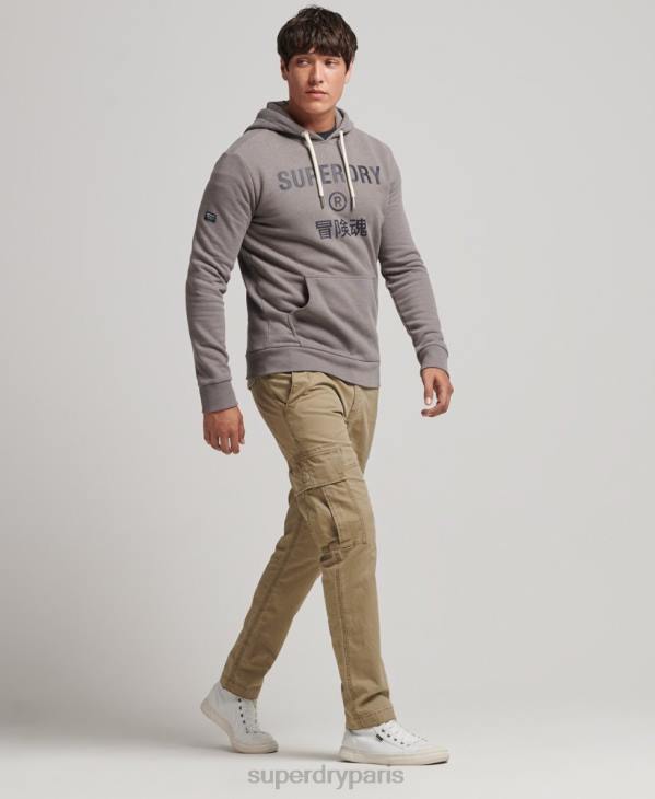 Superdry Hommes sweat à capuche chiné à logo corporation D64Z5004 vêtements gris