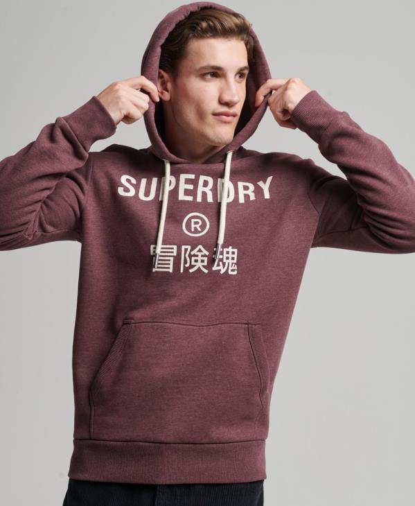 Superdry Hommes sweat à capuche chiné à logo corporation D64Z5072 vêtements rouge