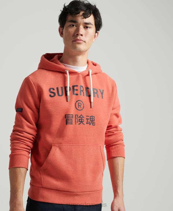 Superdry Hommes sweat à capuche chiné à logo corporation D64Z5131 vêtements orange