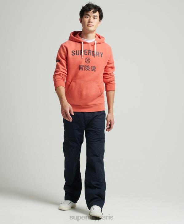 Superdry Hommes sweat à capuche chiné à logo corporation D64Z5131 vêtements orange