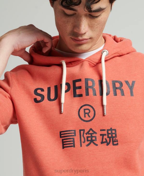 Superdry Hommes sweat à capuche chiné à logo corporation D64Z5131 vêtements orange