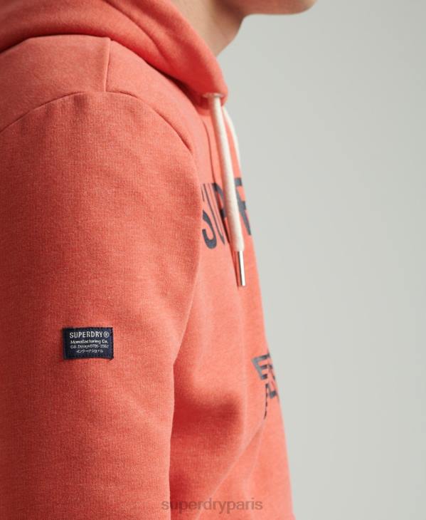 Superdry Hommes sweat à capuche chiné à logo corporation D64Z5131 vêtements orange