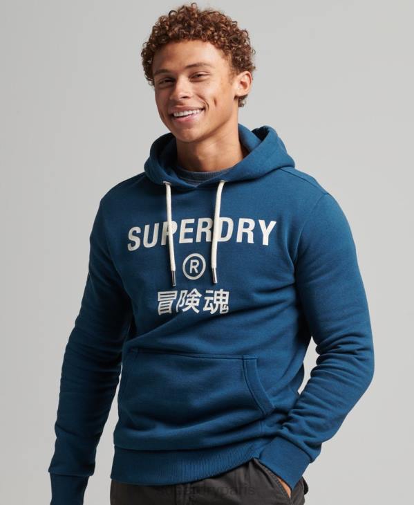 Superdry Hommes sweat à capuche chiné à logo corporation D64Z620 vêtements bleu