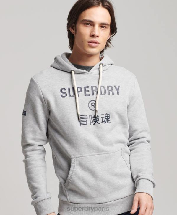 Superdry Hommes sweat à capuche chiné à logo corporation D64Z864 vêtements gris