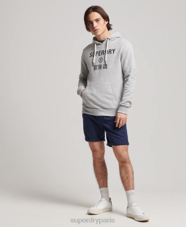 Superdry Hommes sweat à capuche chiné à logo corporation D64Z864 vêtements gris