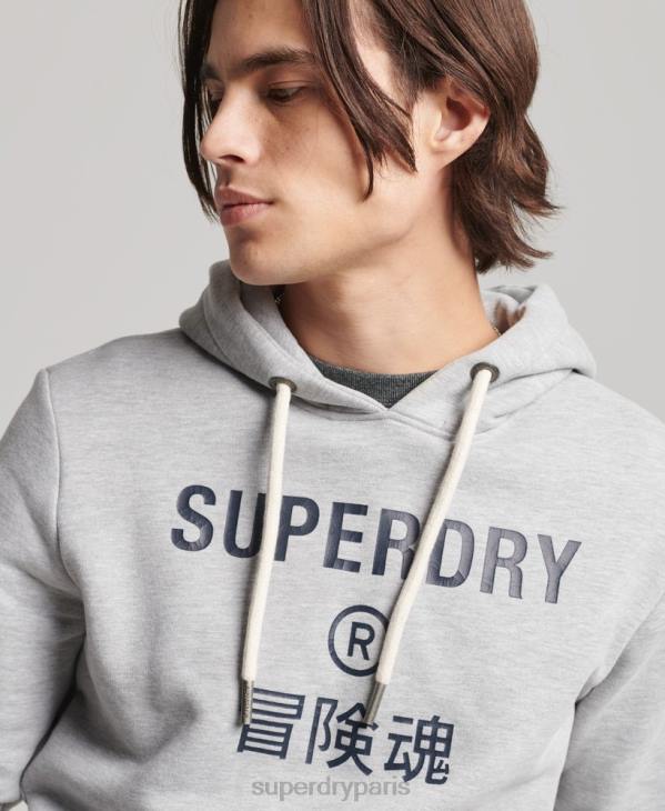 Superdry Hommes sweat à capuche chiné à logo corporation D64Z864 vêtements gris