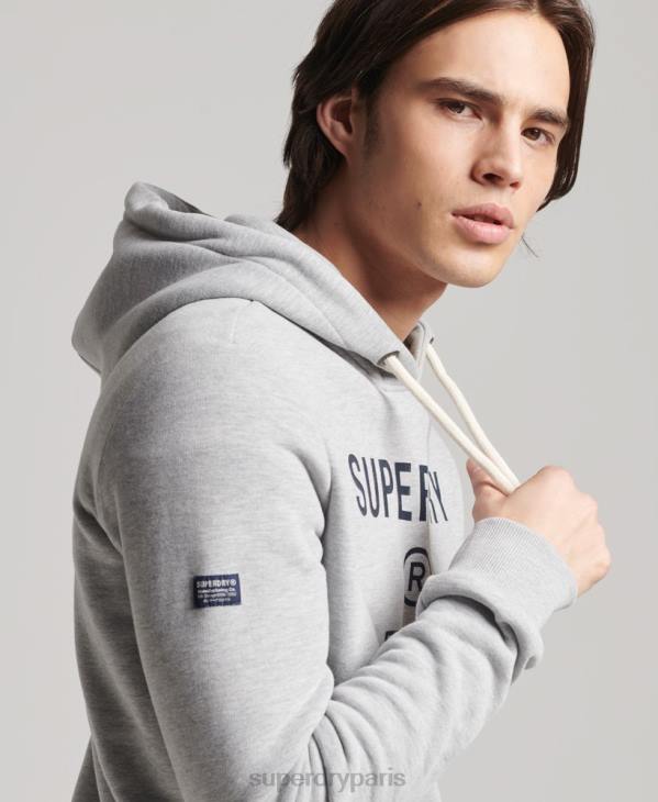 Superdry Hommes sweat à capuche chiné à logo corporation D64Z864 vêtements gris