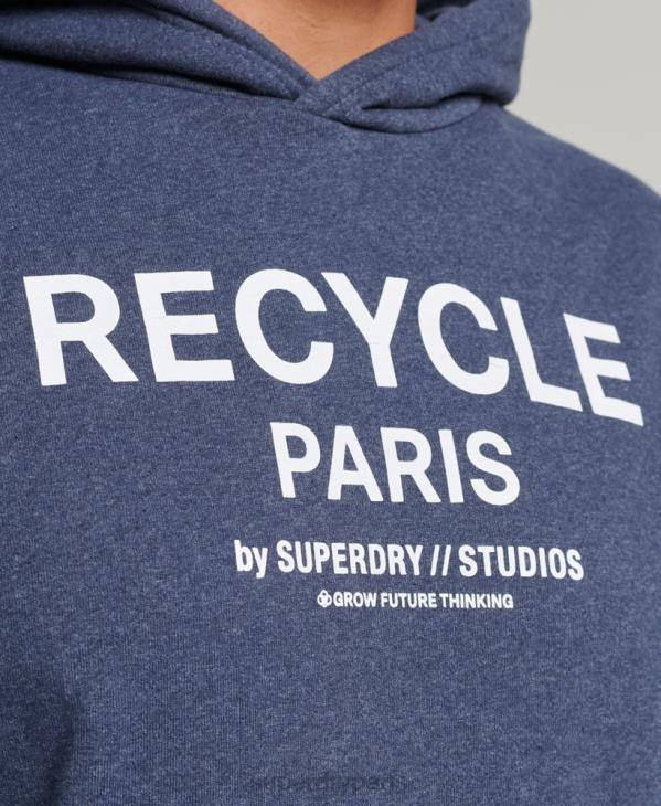 Superdry Hommes sweat à capuche city recyclé D64Z665 vêtements bleu