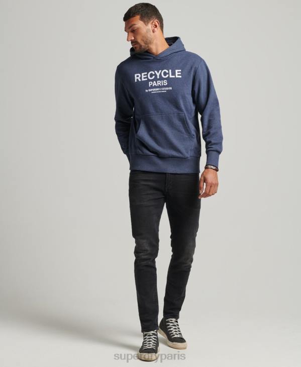 Superdry Hommes sweat à capuche city recyclé D64Z665 vêtements bleu
