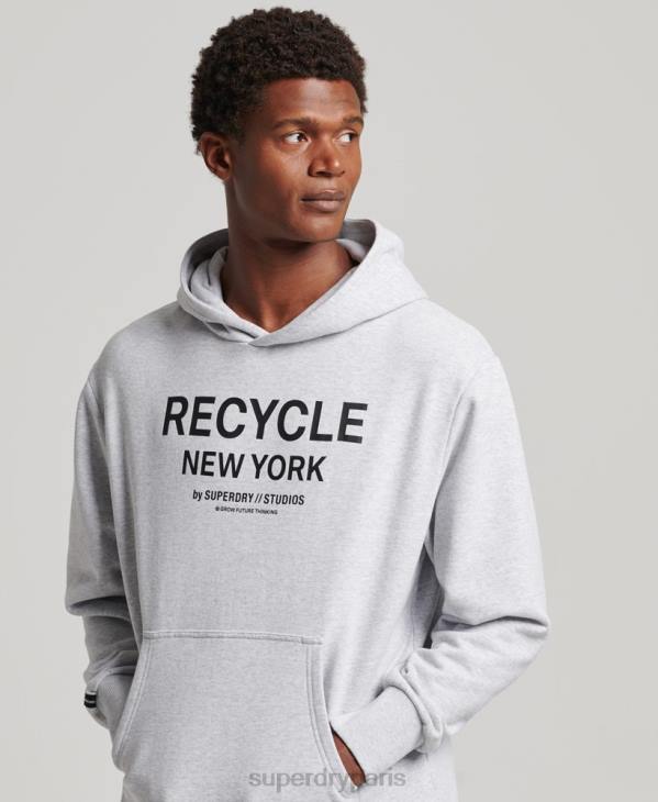 Superdry Hommes sweat à capuche city recyclé D64Z793 vêtements gris clair