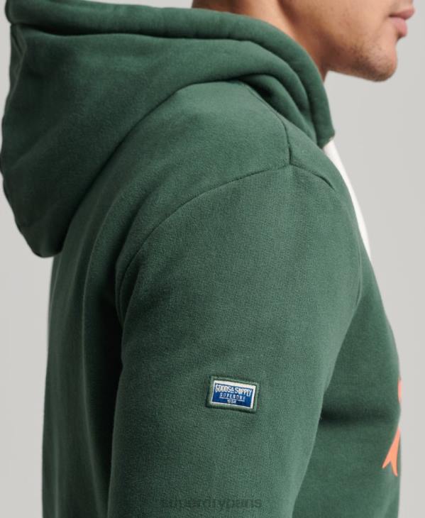 Superdry Hommes sweat à capuche classique américain à logo vintage D64Z808 vêtements vert