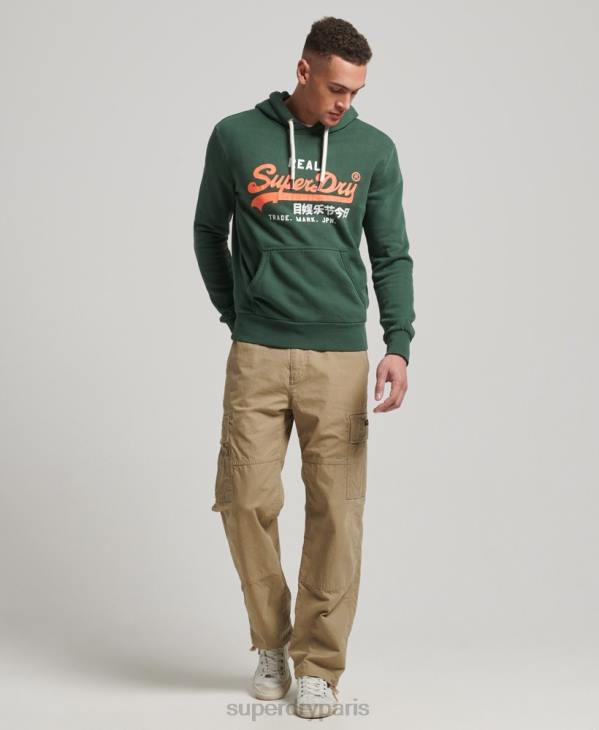 Superdry Hommes sweat à capuche classique américain à logo vintage D64Z808 vêtements vert