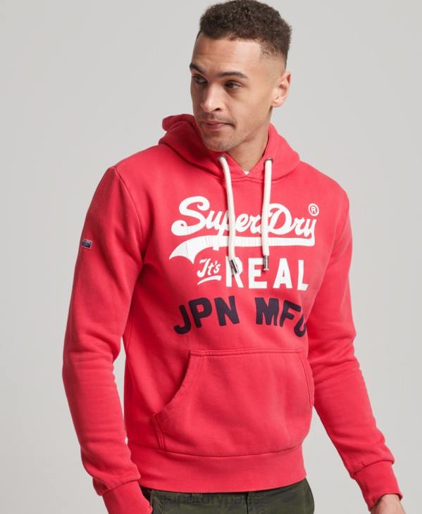 Superdry Hommes sweat à capuche classique américain à logo vintage D64Z894 vêtements rouge
