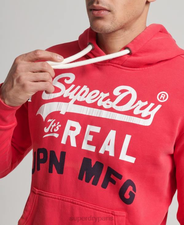 Superdry Hommes sweat à capuche classique américain à logo vintage D64Z894 vêtements rouge
