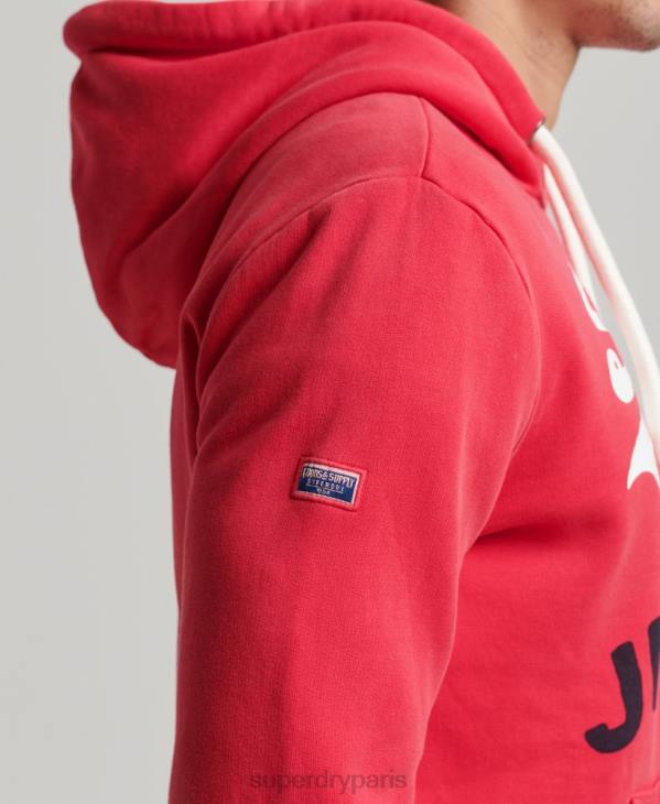 Superdry Hommes sweat à capuche classique américain à logo vintage D64Z894 vêtements rouge