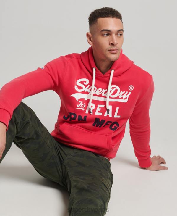 Superdry Hommes sweat à capuche classique américain à logo vintage D64Z894 vêtements rouge