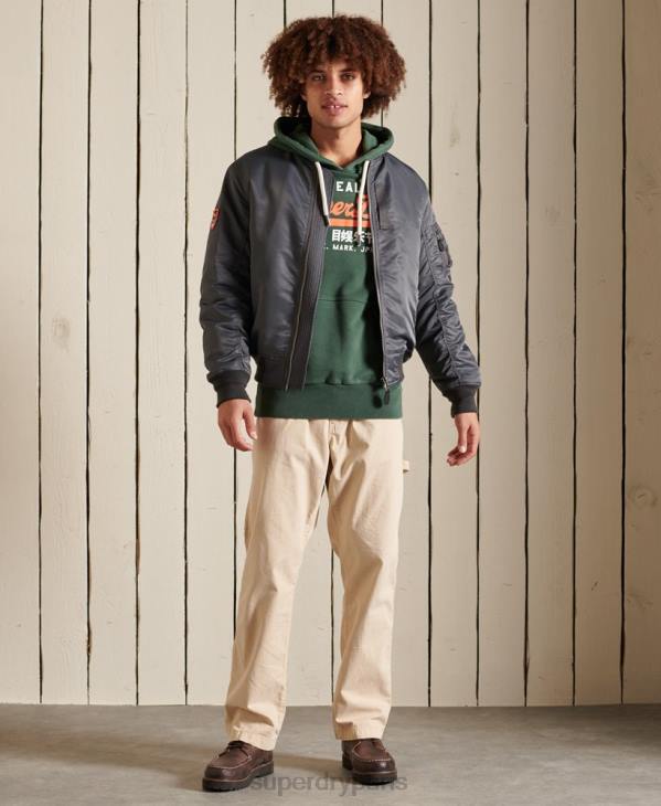 Superdry Hommes sweat à capuche classique américain non brossé avec logo vintage D64Z893 vêtements vert