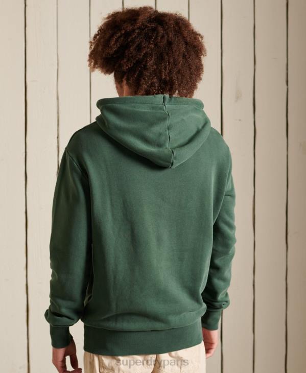 Superdry Hommes sweat à capuche classique américain non brossé avec logo vintage D64Z893 vêtements vert