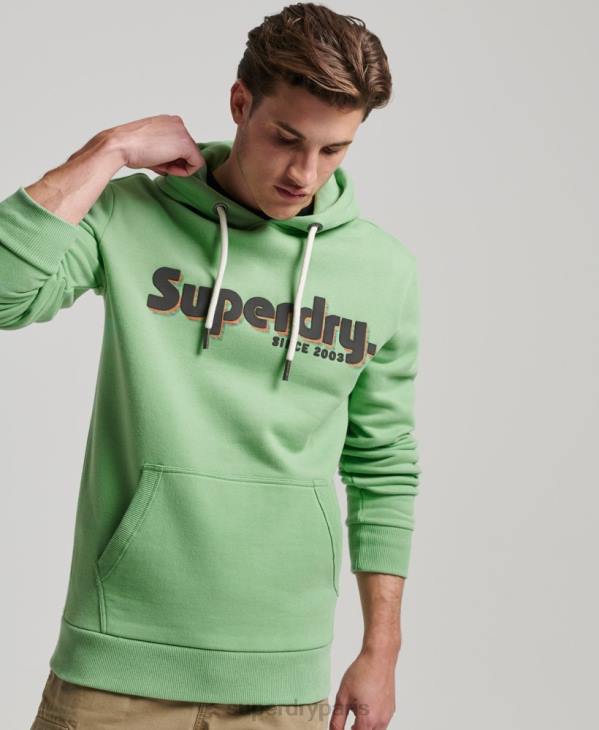 Superdry Hommes sweat à capuche classique à logo terrain D64Z38 vêtements vert