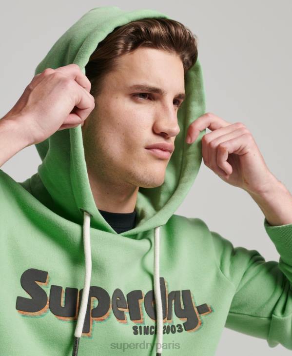 Superdry Hommes sweat à capuche classique à logo terrain D64Z38 vêtements vert