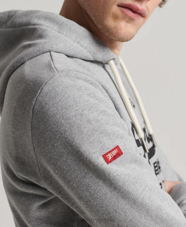 Superdry Hommes sweat à capuche classique à logo vintage D64Z502 vêtements gris