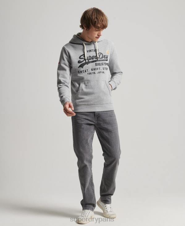 Superdry Hommes sweat à capuche classique à logo vintage D64Z502 vêtements gris
