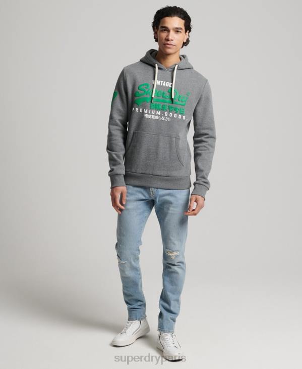 Superdry Hommes sweat à capuche classique à logo vintage D64Z5155 vêtements gris