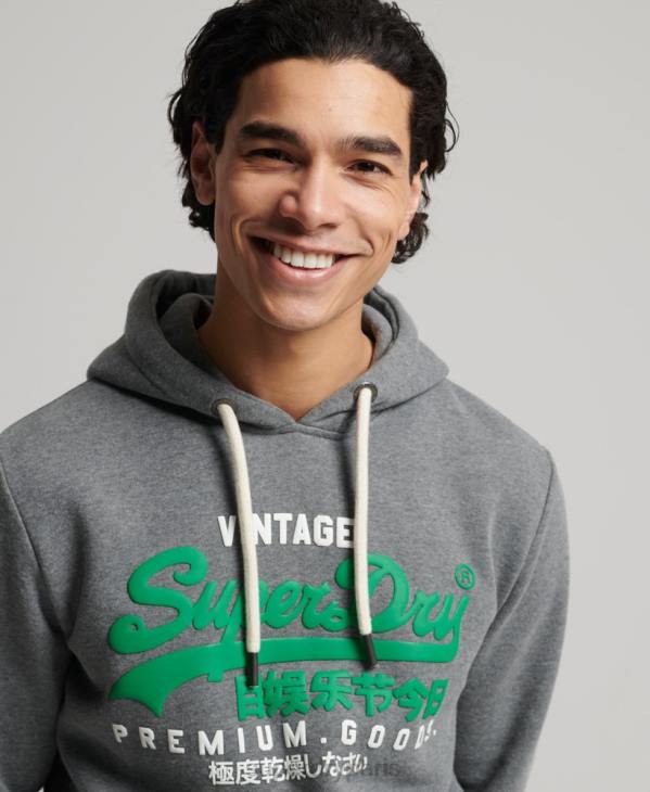 Superdry Hommes sweat à capuche classique à logo vintage D64Z5155 vêtements gris