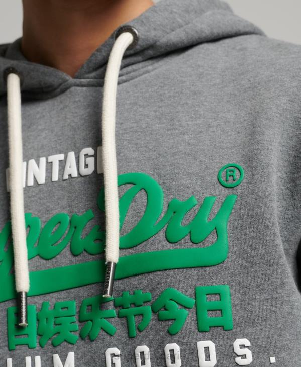 Superdry Hommes sweat à capuche classique à logo vintage D64Z5155 vêtements gris