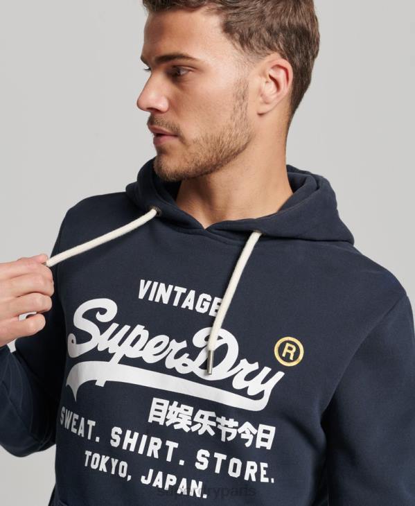 Superdry Hommes sweat à capuche classique à logo vintage D64Z584 vêtements marine