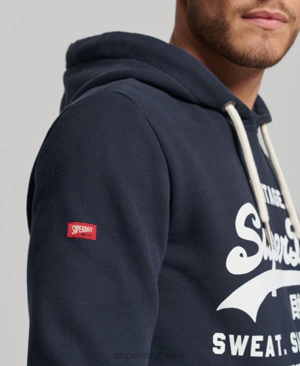 Superdry Hommes sweat à capuche classique à logo vintage D64Z584 vêtements marine