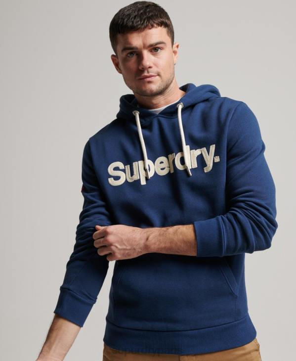 Superdry Hommes sweat à capuche classique à logo vintage D64Z629 vêtements bleu