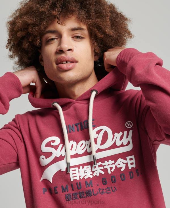 Superdry Hommes sweat à capuche classique à logo vintage D64Z826 vêtements rouge