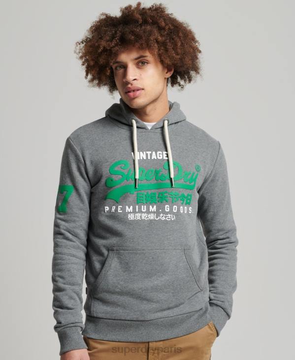 Superdry Hommes sweat à capuche classique à logo vintage D64Z835 vêtements gris