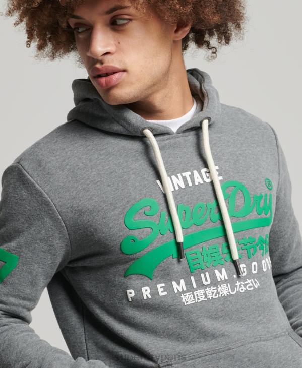 Superdry Hommes sweat à capuche classique à logo vintage D64Z835 vêtements gris