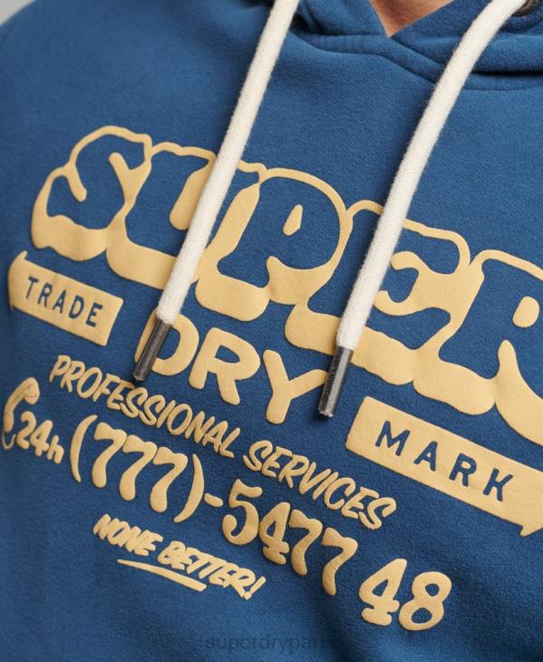 Superdry Hommes sweat à capuche écrivain D64Z5107 vêtements bleu
