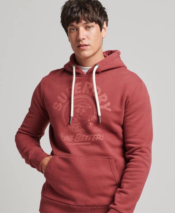 Superdry Hommes sweat à capuche écrivain D64Z5137 vêtements rouge
