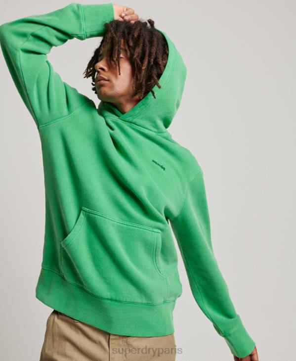 Superdry Hommes sweat à capuche délavé vintage D64Z470 vêtements vert