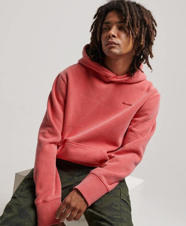 Superdry Hommes sweat à capuche délavé vintage D64Z483 vêtements rouge