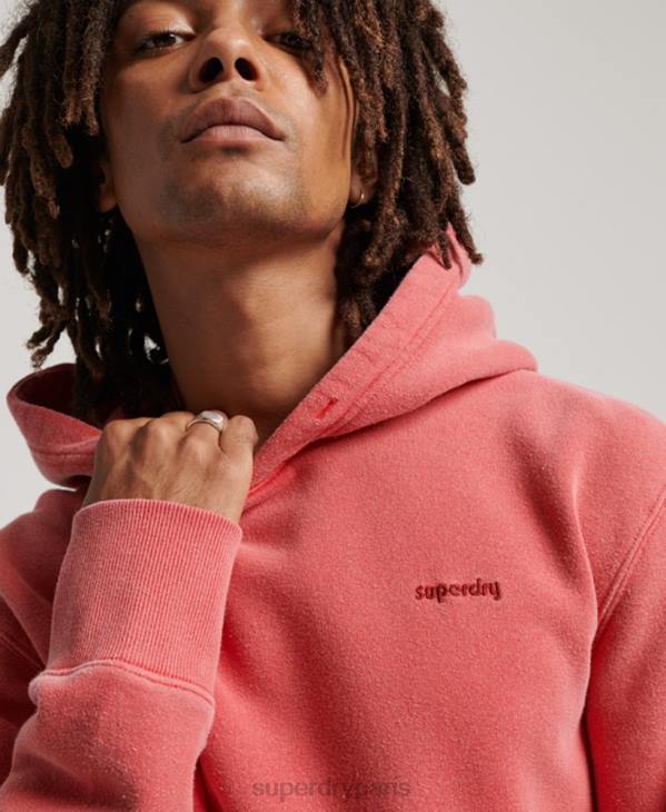Superdry Hommes sweat à capuche délavé vintage D64Z483 vêtements rouge