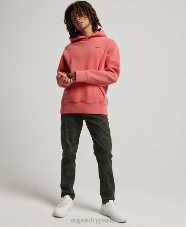 Superdry Hommes sweat à capuche délavé vintage D64Z483 vêtements rouge