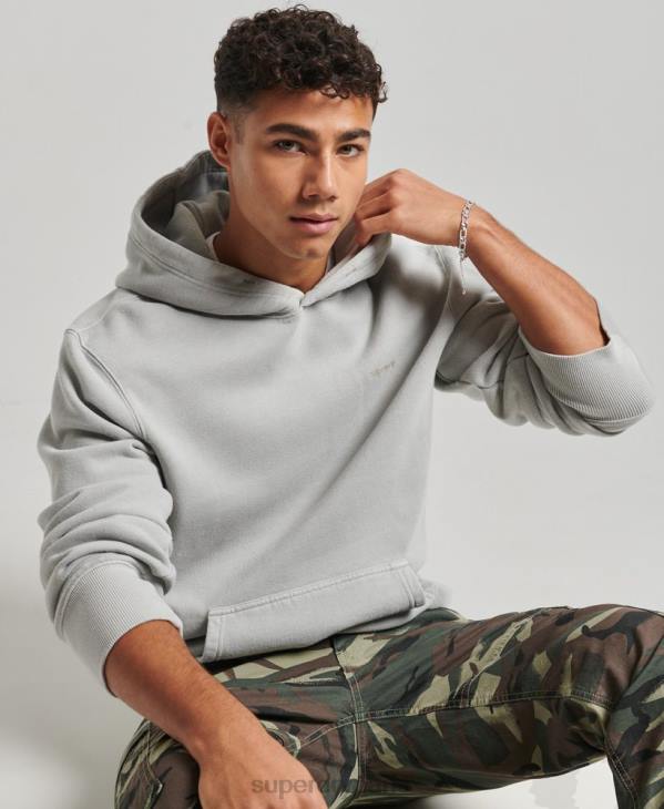 Superdry Hommes sweat à capuche délavé vintage D64Z570 vêtements gris clair