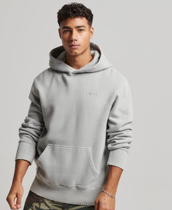 Superdry Hommes sweat à capuche délavé vintage D64Z570 vêtements gris clair