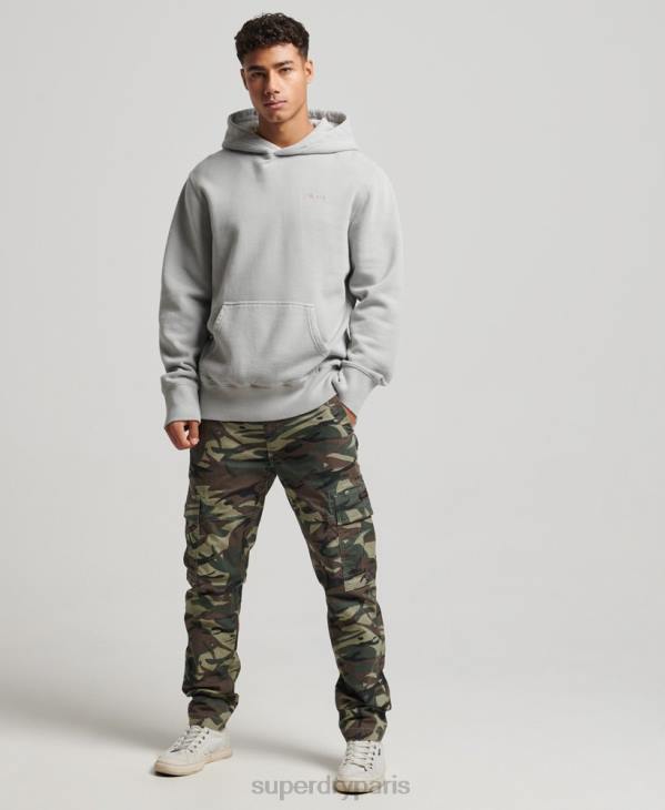 Superdry Hommes sweat à capuche délavé vintage D64Z570 vêtements gris clair