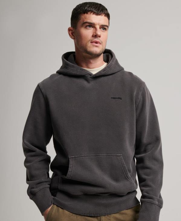 Superdry Hommes sweat à capuche délavé vintage D64Z613 vêtements gris foncé